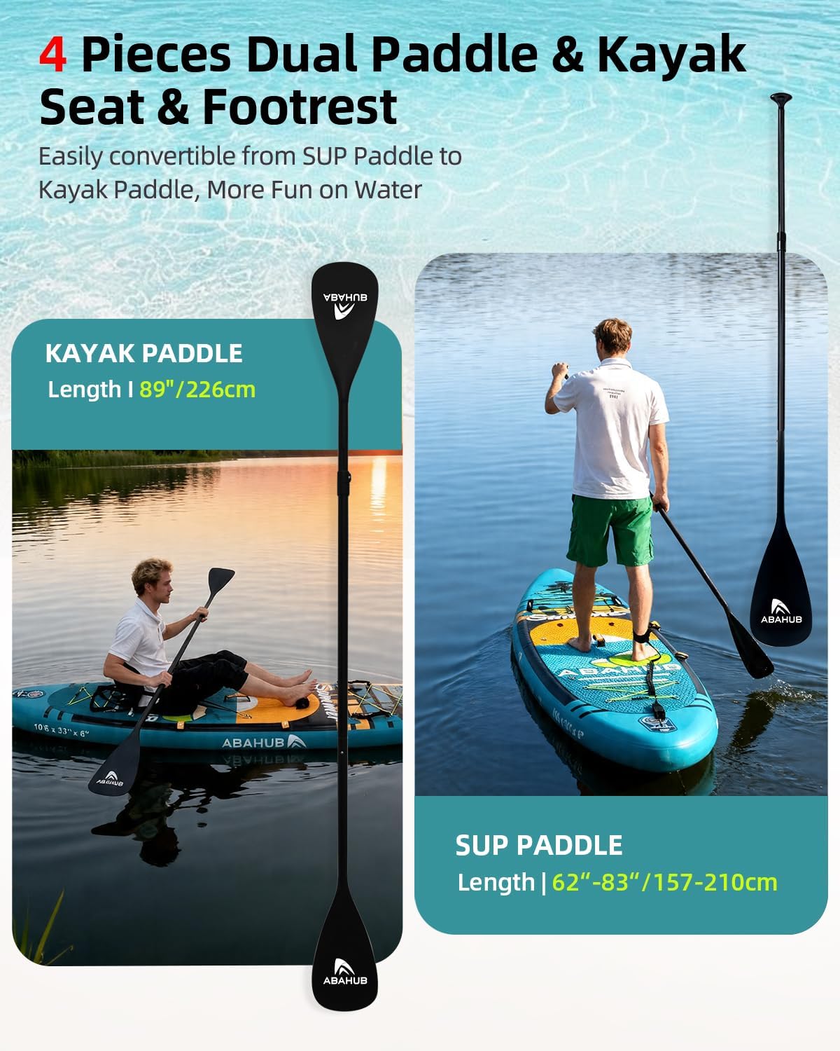Wide 10.6ft x 31/34in Inflatab - Fishing Kayak Paddle のレビューと価格